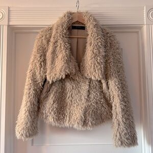 Zara Basics cropped faux fur jacket